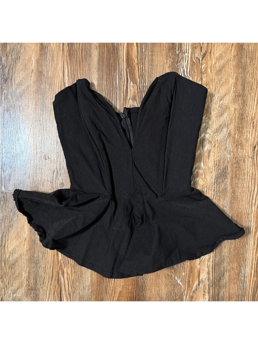 Black Strapless Peplum corset top